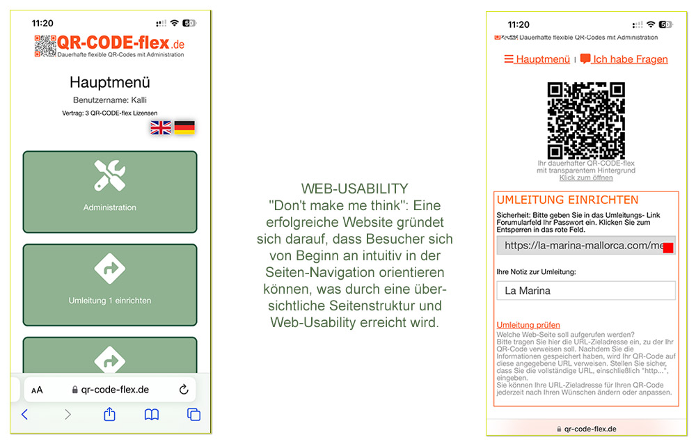 QR-Codes with Link Administration