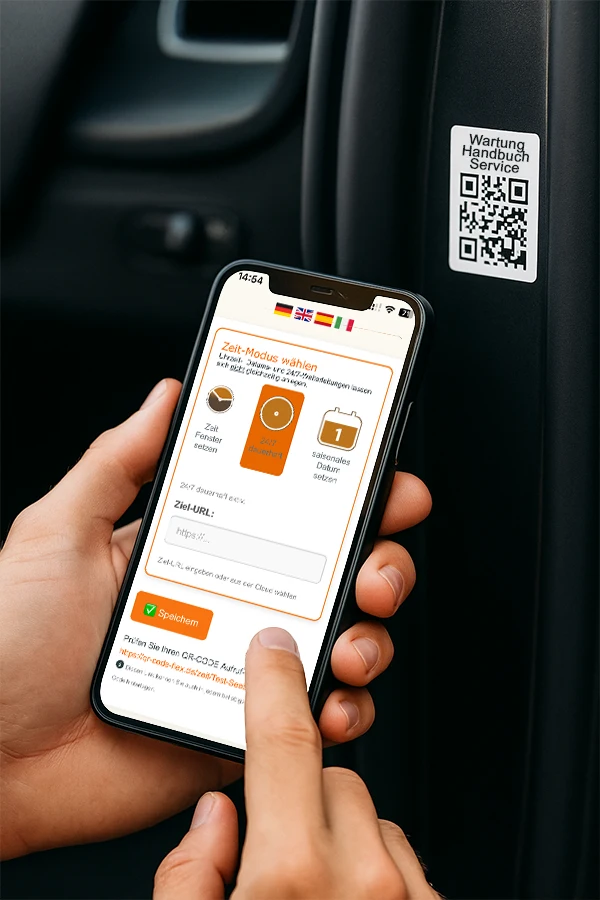 Vehicle-mounted QR code with smartphone update capability