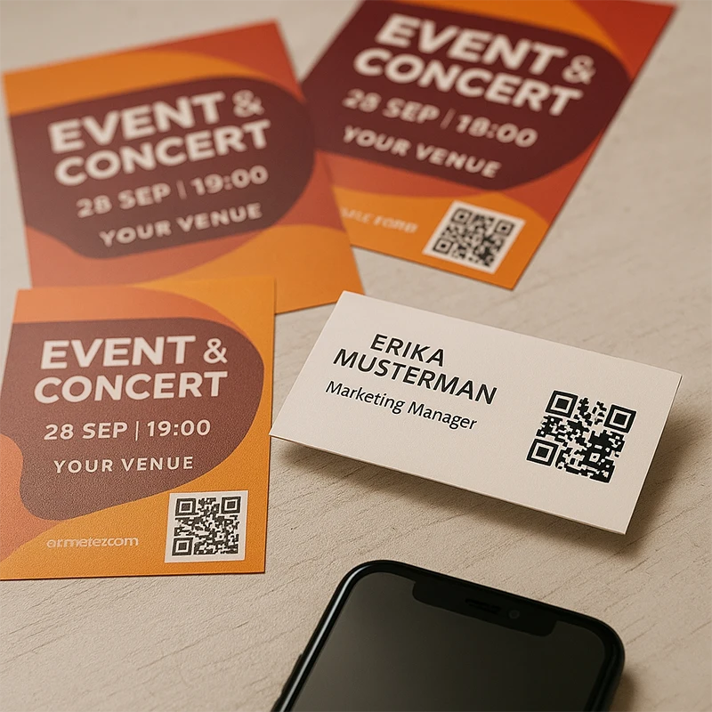 QR codes on business cards and flyers