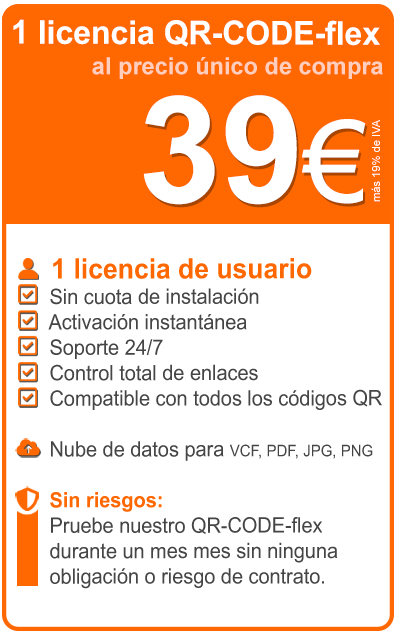 Precio inicial para 1 licencia de usuario de código QR width=